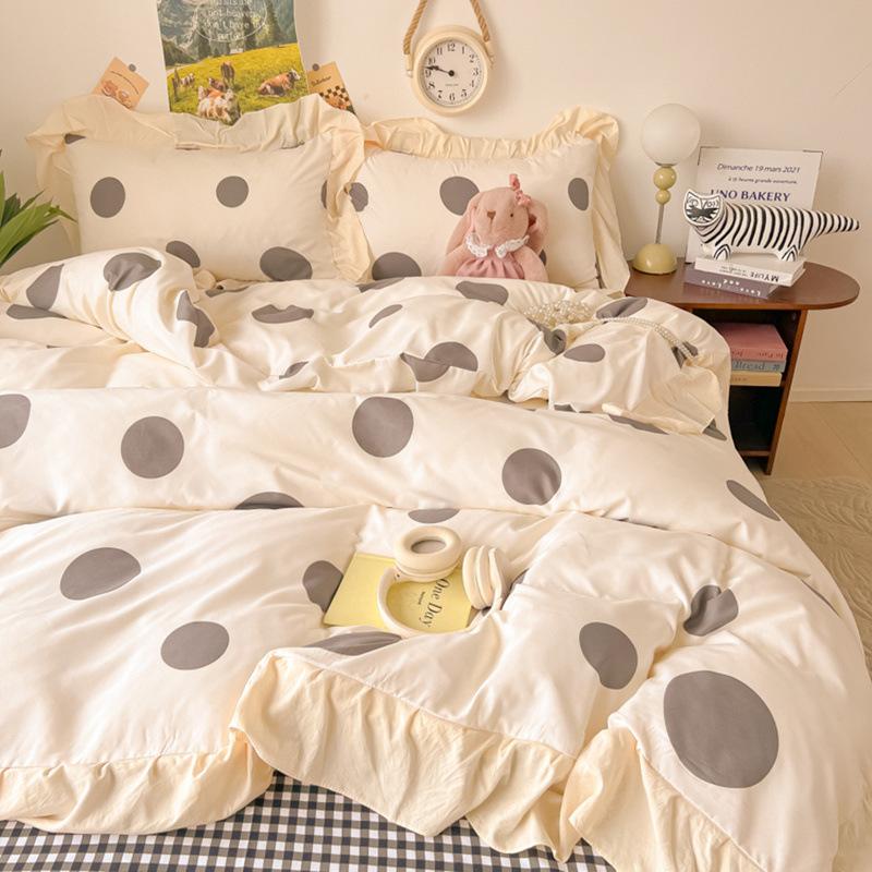 Bed Four-piece Set Washed Cotton Quilt Cover Bed Sheet Dormitory Three-piece Set