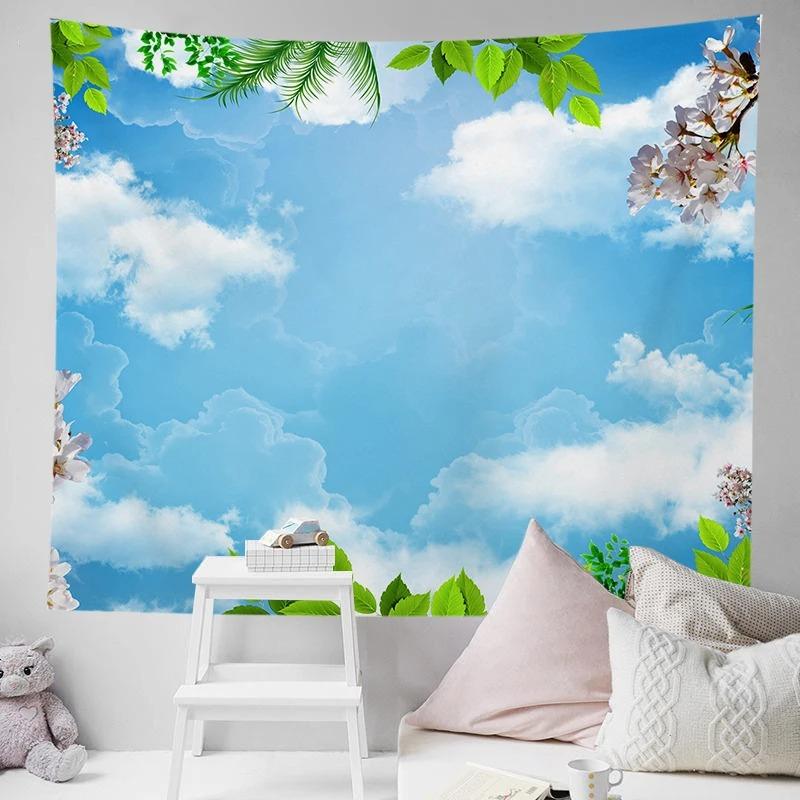 

Красивое голубое небо и белые облака. Пейзаж джунглей. Настенная ткань. Украшение стен дома. Гобелен. Гобелен для спальни и гостиной. 230x150cm