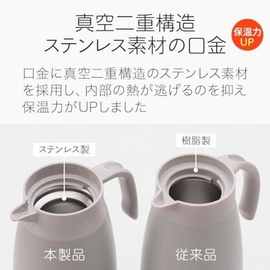 Atlas Insulated Pot 1L 1000ml Lightweight Slim Energy Saving Tabletop Stainless Thermos Insulation Cooling Vacuum Double Structure Easy Clean Lever