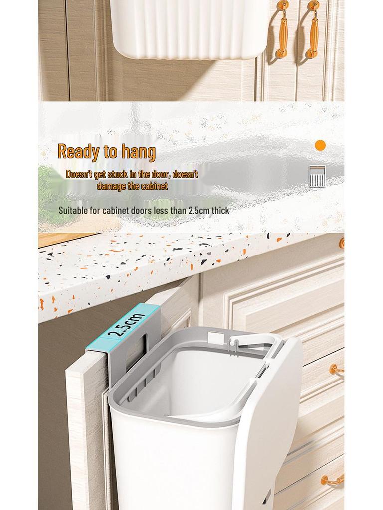 Large Wall-Mounted Kitchen Trash Bin with Sliding Lid for Food Waste