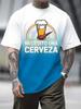 Men's Funny "Necesito Una Cerveza" T-Shirt With Gas Gauge And Beer Glass Print Shirts For Man Cheap Clothes Fashion Funny Tshirt