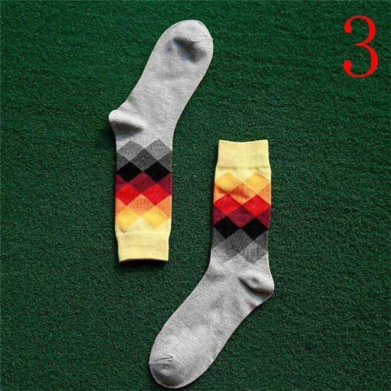 Fashion Mens Cotton Happy Socks Warm Colorful Diamond Casual Dress Socks