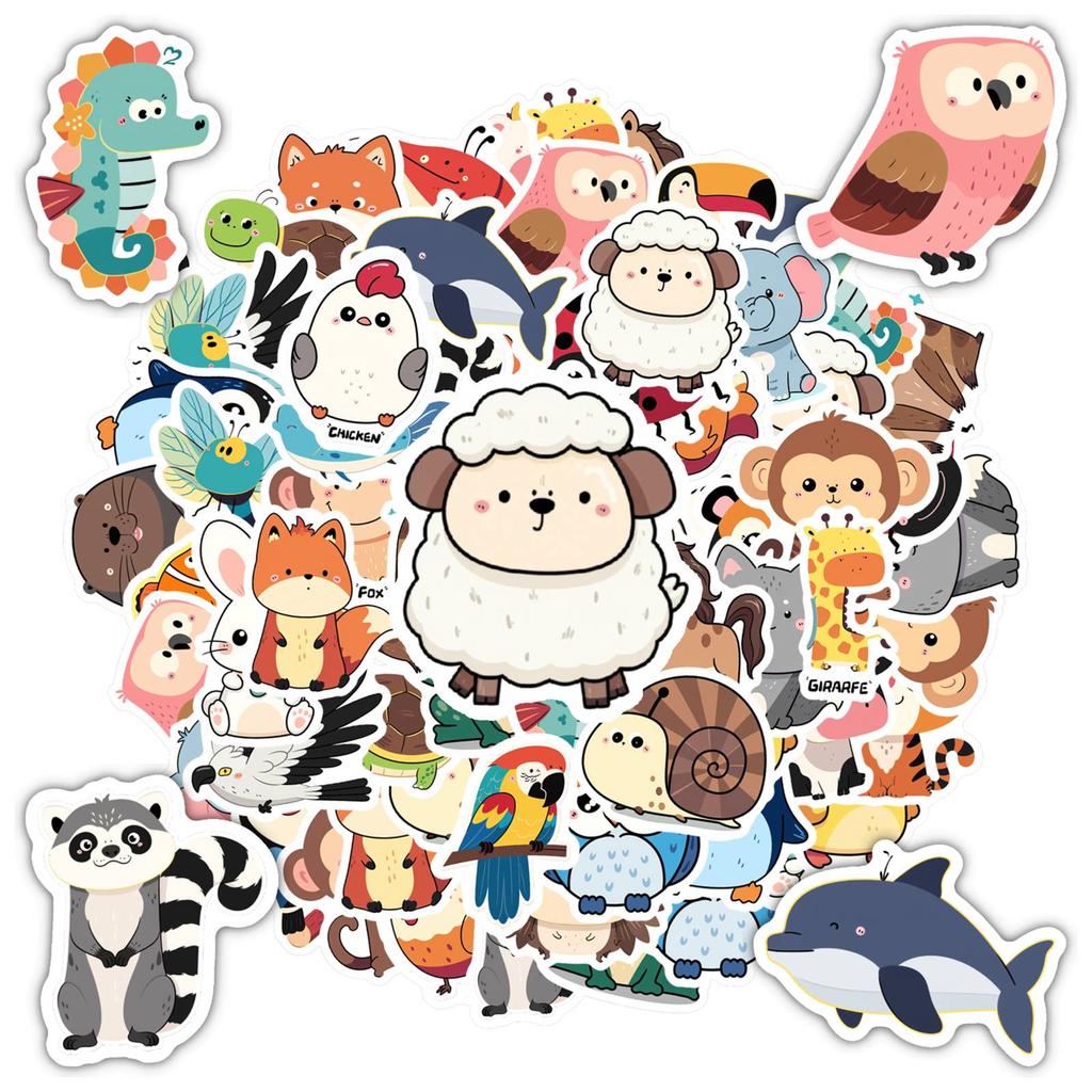 35pcs Cute Animal Stickers Cartoon Cartoon Stickers Funny Stickers For Laptop Luggage Scrapbook Diary Sticker DIY