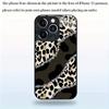 Leopard Print Splicing Pattern Tempered Glass Phone Case Suitable for iPhone 17 16 15 14 13 12 11 Pro/Max/Plus Anti Drop