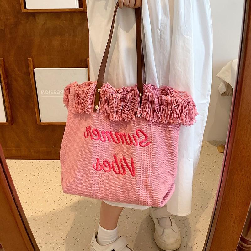 2022 Trendy Pink Fashion Letter Tote: Large Capacity, Versatile Handbag & Shoulder Bag
