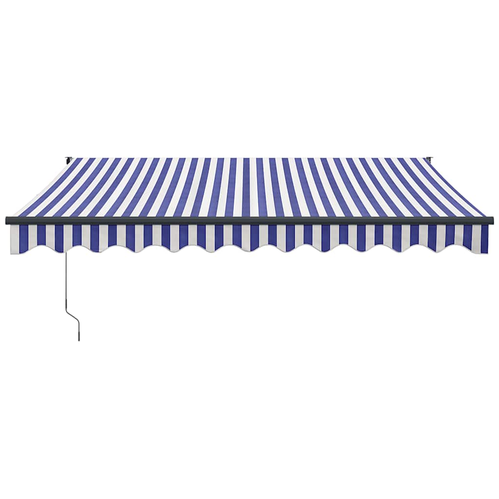 Retractable Awning Blue and White 3x2.5 M Fabric and Aluminum