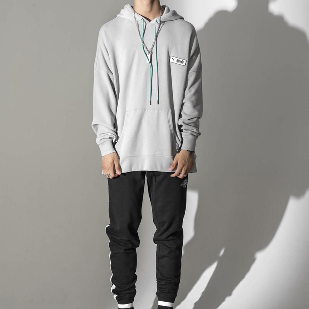 Puma X RHUDE Knit Drawstring Hoodie Men Tops Grey 595346-09