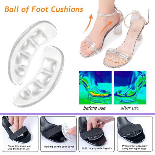 Morices 4 Pairs Forefoot Cushion Pads Stickers, Non-Slip Gel Self-Adhesive Heel Grip Metatarsal Pads Foot Cushion Balls for Sandals, Flip Flops, and H