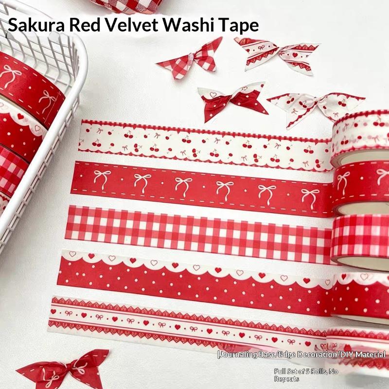 Wing Bow Grid Themed Decorative Tape Set 2/3Pcs INS Style Cute Adhesive Tapes for Journaling Gift Packing DIY Handcrafts