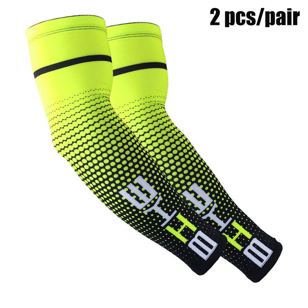 1 paar Unisex Radfahren Laufen Sport Ärmel Arm Kühlung Ärmel UV Sonnenschutz Manschette Abdeckung Schützende Elastische Arm Ärmel Neue L grün