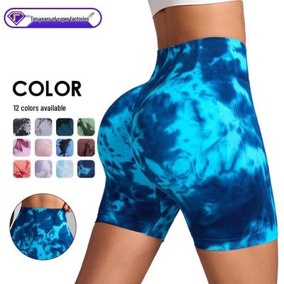 Snow Fox Women's Tie-Dye High Waist Tummy Control Yoga Shorts - European & American Fitness Sportswear