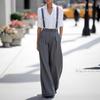 European and American Women's Overalls Adjustable Removable Shoulder Strap Pockets Daily Workplace Suit Casual Trousers