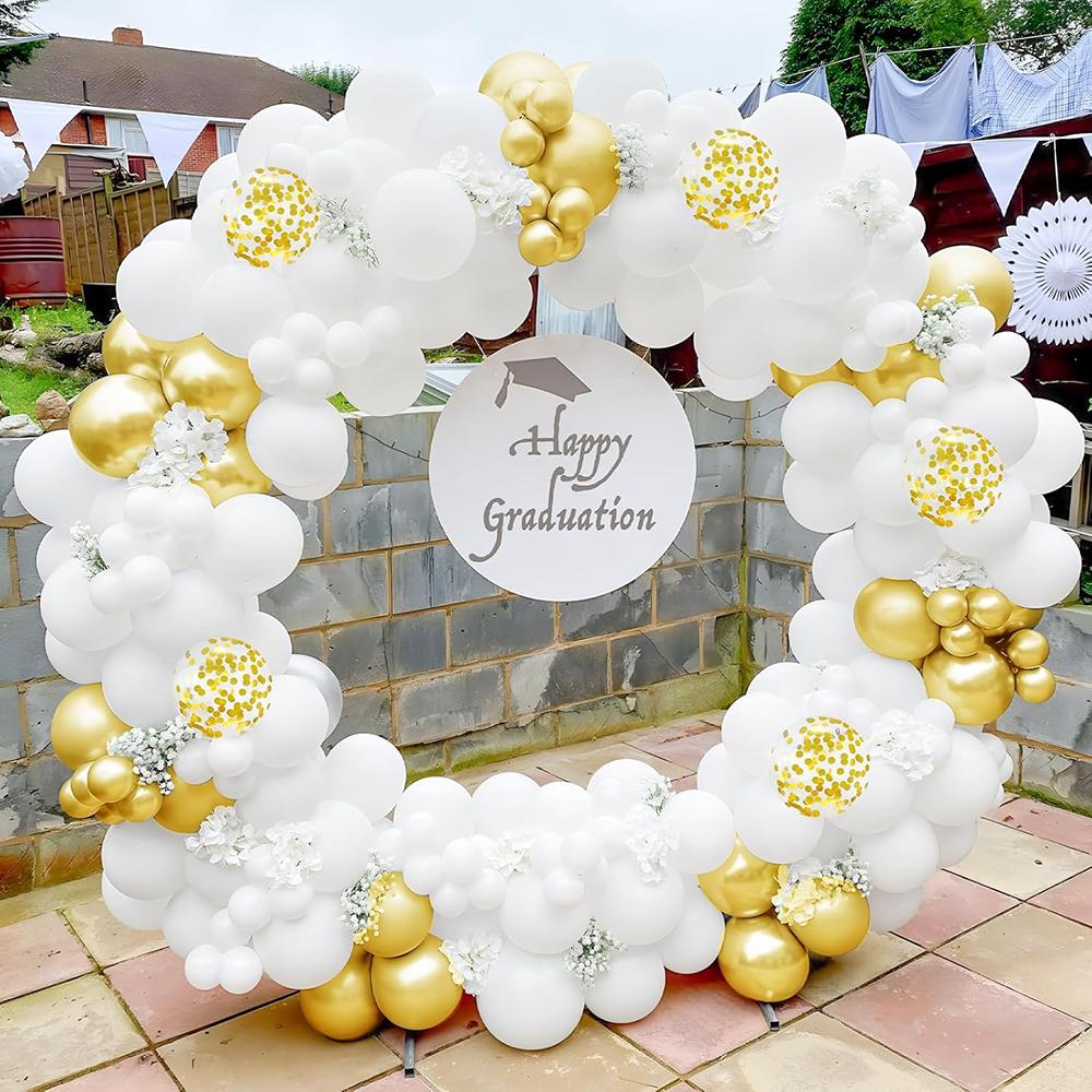 White Wedding  Decor Balloons Garland Metal Gold Confetti Balloon Arch Kit Birthday Party Bride Shower New Year Eve Decoration