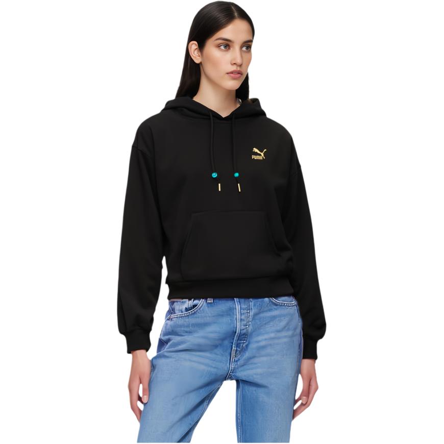 Puma Embroidered Logo Hoodie Women hoodies Black 627269-01