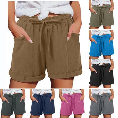 Women's Casual Comfortable High-Waisted Wide-Leg Shorts With Drawstring And Pockets