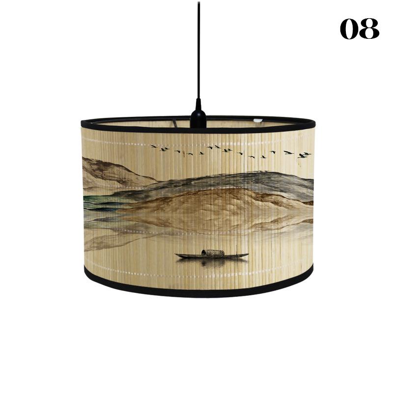 Chinese Retro Style Handmade Bamboo Lamp Shade  Flower Print Lampshade Home Decor Chandelier E27 Lampshade Crafts