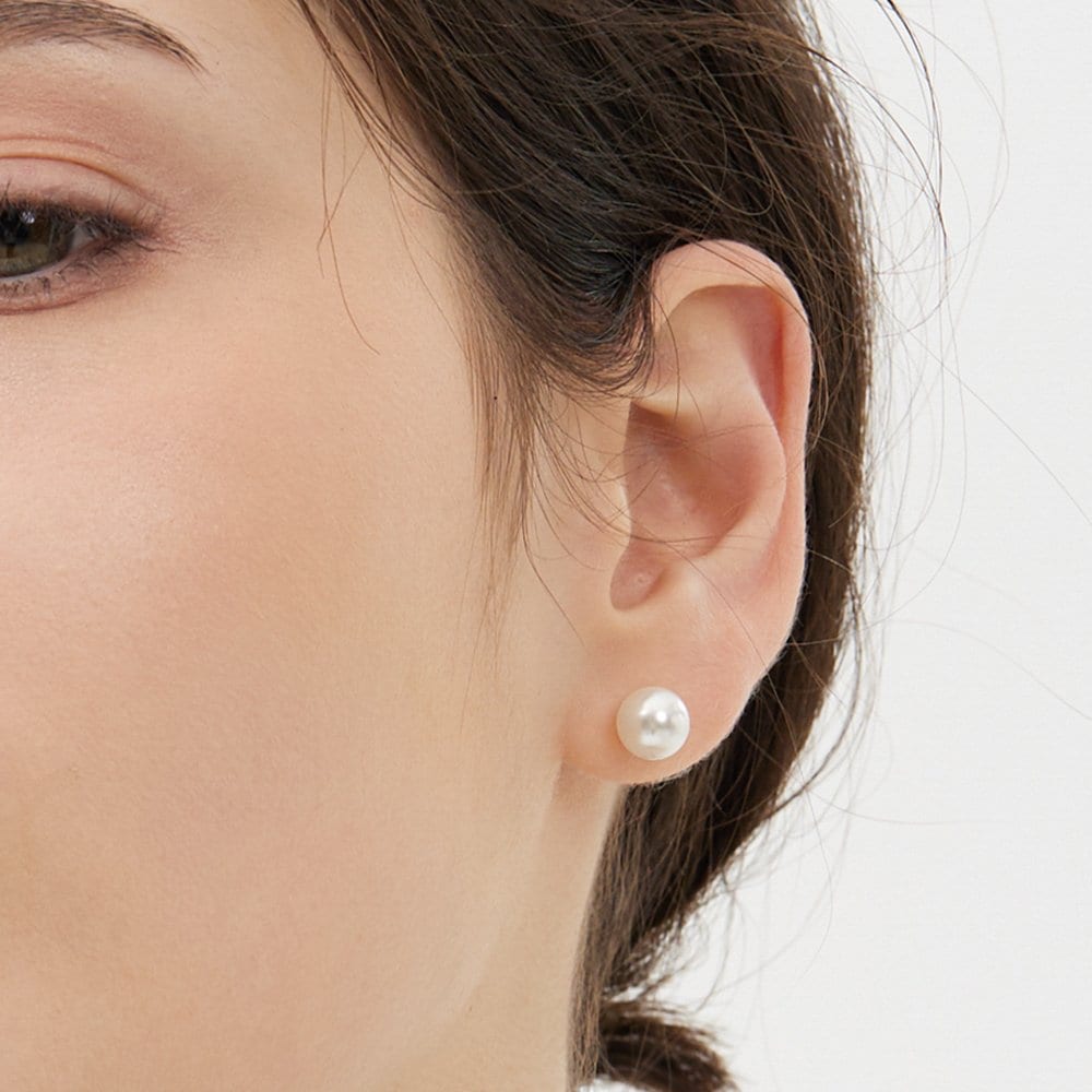 [Byer] H Edition Silver (W) White Pearl Earrings 8mm Bh6E49640W9Xxx
