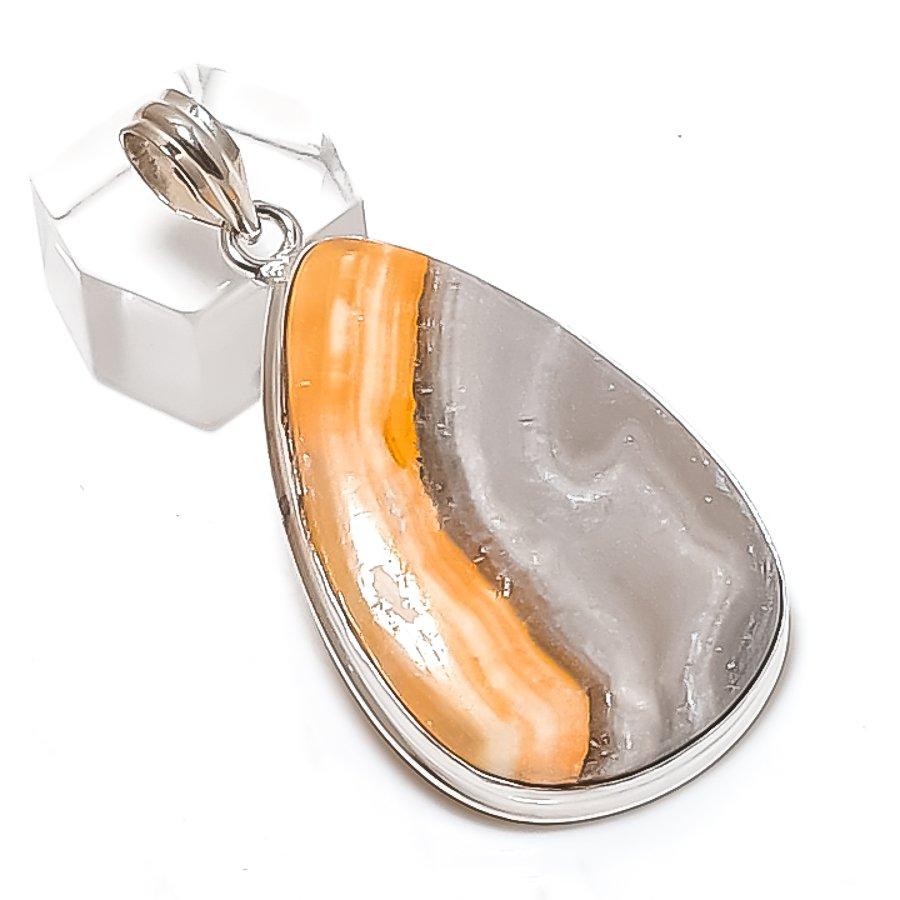 Natural Bumble Bee Jasper 925 Sterling Silver Jewelry Pendant 2.25" V2H50