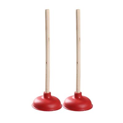 2 Stück Extra Langer Holzgriff Pömpel für Toiletten und Spülen Klempner Freimachwerkzeug zur Entfernung hartnäckiger Verstopfungen
