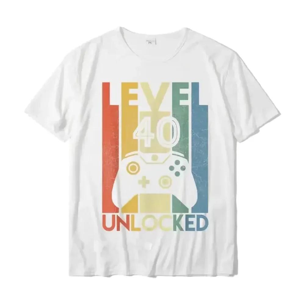 Level 40 Unlocked Funny Video Gamer 40th Birthday Gift T Printed On for Unisex Wholesale T Shirts Party Graphic TShirts Fashion