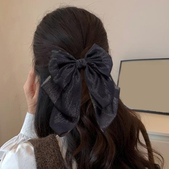 French Style Hair Claw, Decorative Hair Clip for Women, Large Ribbon Bowknot Decor Hair Claw for Daily Party Outing