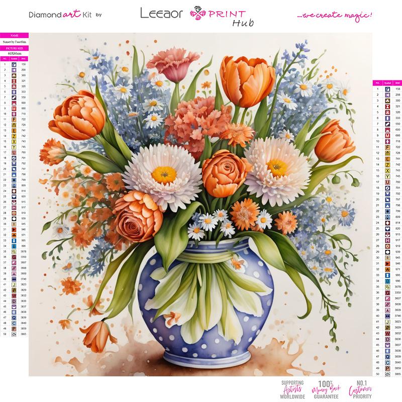 Art Vase Bouquet Diamond Painting  Full Round Diamond Mosaic Landscape Colorful Cross Stitch Kits Room Home Decor Gifts