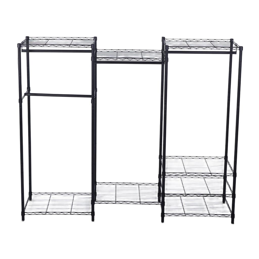 Portable Closet Wardrobe Carbon Steel Freestanding Clothes Rack Closet Organizer with Adjustable Shelves Hanging Rods