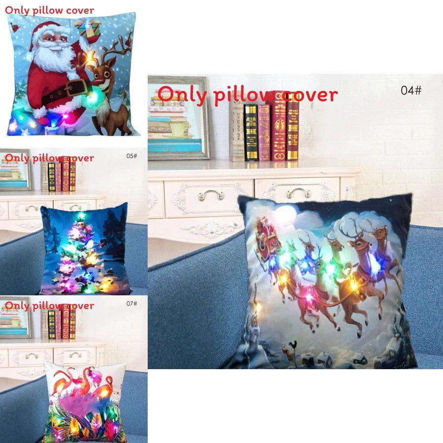 Led Vintage Baumwolle Leinen Kissenbezug mit Farbwechselnden Lichtern für Sofa und Couch Dekoration