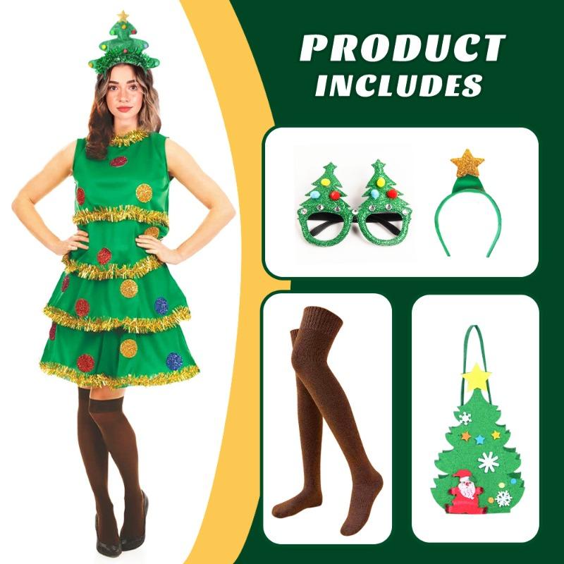 Christmas Adult Cute Green Elf Christmas Tree Costume Christmas Day Costume