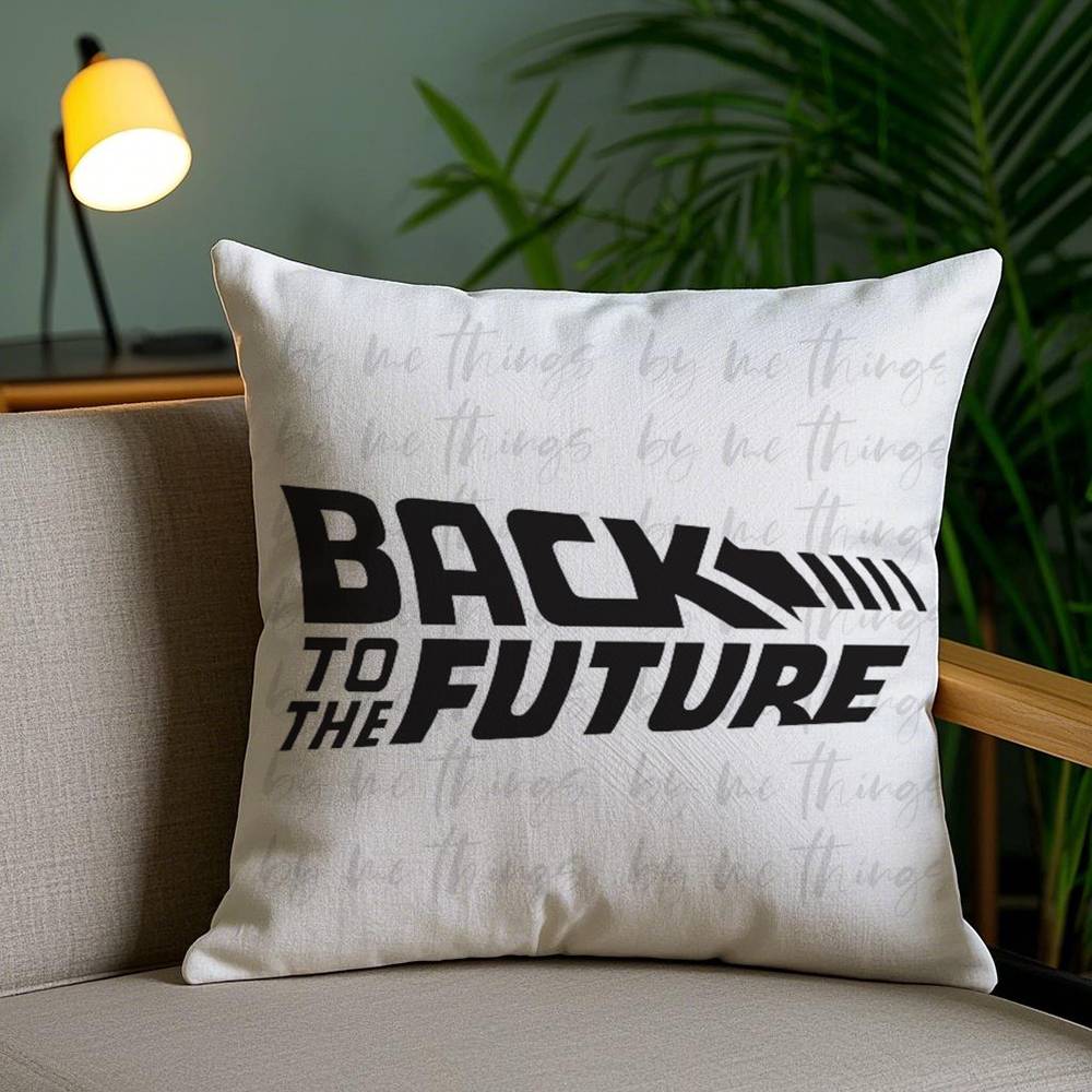 B-Back To The Future Pillow Case Home Dorm Chair Back Short Plush Double-sided Printing Office Nap Time Cushion Cover
