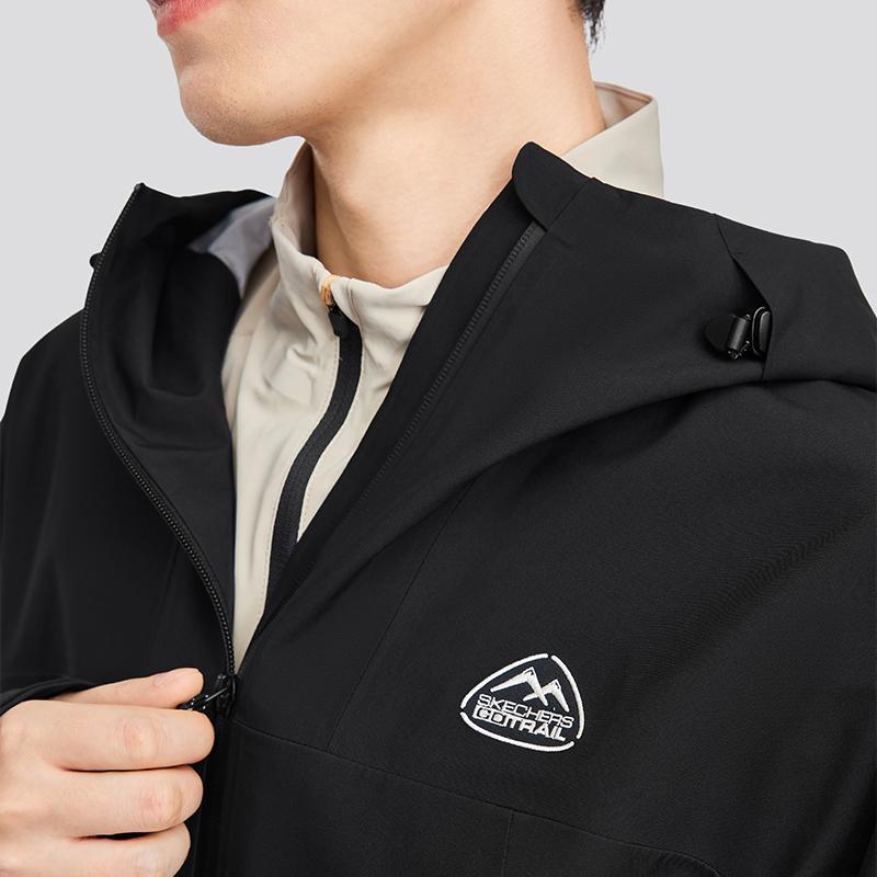Skechers Minimalist Letter Comfortable Casual Hooded Waterproof Windproof Sun Protection UPF50+ Jacket Unisex Jacket Carbon-Black L424U189-0018