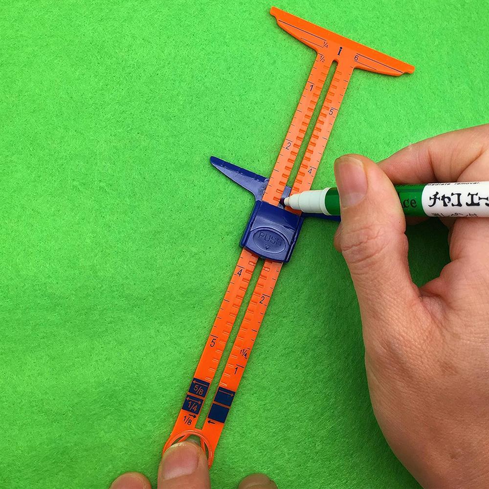 1PC 5-in-1T-shaped Sliding Gauge Measuring Tools Multifunctional Plastic Drawing Ruler Fabric Quilting Ruler for Sewing Beginner