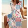 Summer Fashion Women's V Neck Short Sleeve Floral Print Printed  Dress Sex Short Skirt Dresses