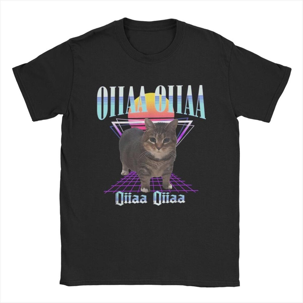 

OIIA OIIA Spinning Cat Meme Glitch Disco Men s T-Shirt Funny Trendy Tee Shirt Short Sleeve Round Collar Tee Cotton Gift Clothes 4XL