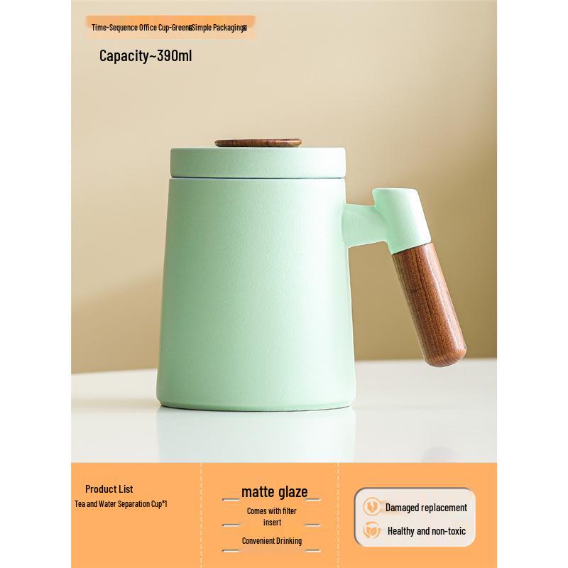 Large-Capacity Ceramic Tea Cup with Lid: Perfect Teacher Gift or Office Mug for Tea and Water Separation