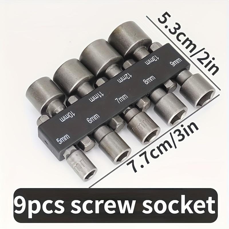 9pcs/14pcs Hexagonal Handle Impact Non-magnetic Socket Set Imperial Metric Internal Hexagonal Electric Wrench