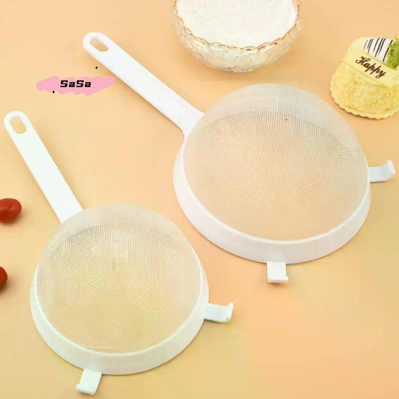 1Pcs Plastic Fine Mesh Spoon Strainer with Handle Kitchen Nut Milk Filter Flour Sieve Soy Milk Coffee Coffee Making Tools