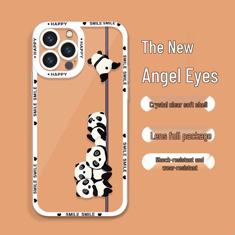 

Милый чехол для мобильного телефона с пандой для Apple 17 Pro Max - Национальный стиль, Прозрачный дизайн «Ангельский глаз» для 16/15/14 iPhone 14 Pro