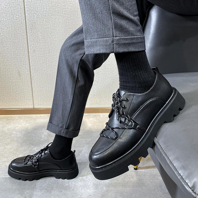 Summer Men'S Shoes Casual Leather Shoes Men'S Korean Version Trend British Board Shoes Youth Business Small Black Shoes 3258-T