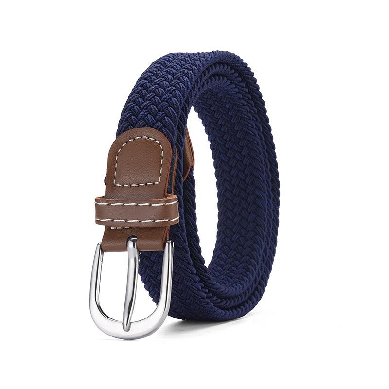 Jeans Belt Women'S No Perforated Canvas Belt Women'S Braided Elastic Elastic Student Decorative Belt