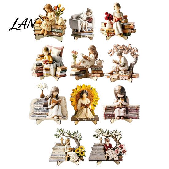 Statua di Ragazza Stile Vintage, Statuetta in Legno di Lettura, Stabile Pastorale da Tavolo, Statuetta Raffinata Decor Decor, Ornamento Artistico Curativo, per Libreria