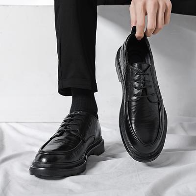 2024 Platform Shoes Italian Lace Up Oxford Shoes Business Formal Leather Shoes Dress Shoes Fashion Round Head Shoes Casual Shoes