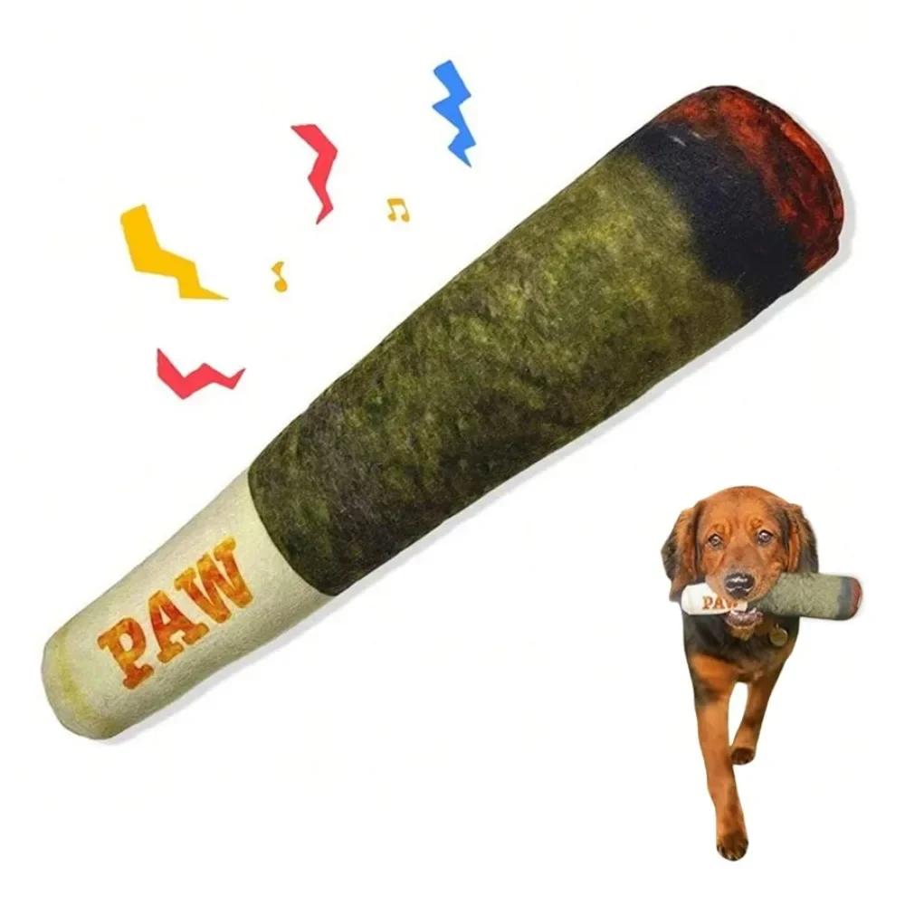 1pc Dog Toys Cigar Design Plush Squeaky Pet Toys Grinding Teeth Creative Chew Toy for Small Medium Dog Pet Products