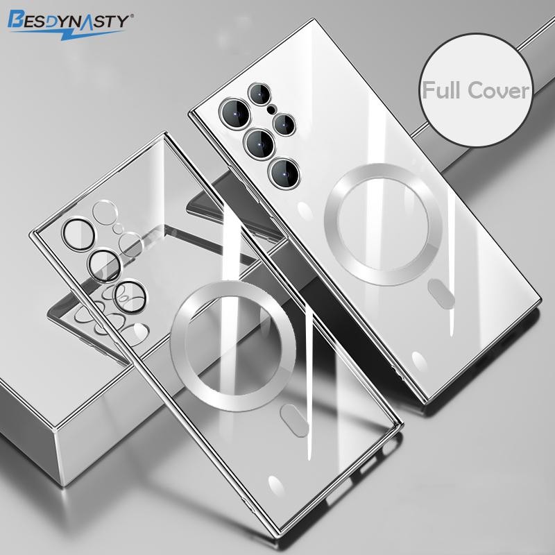 Plated Soft Silicon Clear Phone Case For Magsafe Samsung S26 Edge S25 S24 S23 S22 Plus Ultra Magnetic Protective Cover