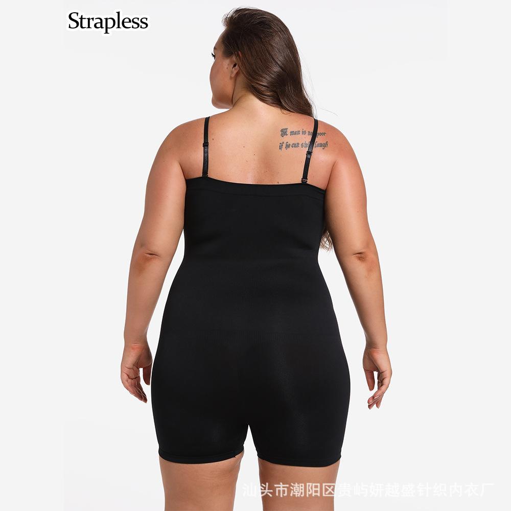 Full-body Shapewear Jumpsuit with Detachable Straps, Seamless, Flat-shoulder, One-piece Body-shaping Undergarment