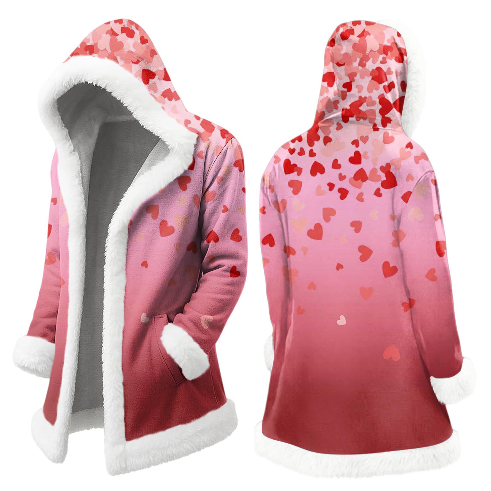 Unisex Hooded Cardigan With Pockets, Warm Outerwear L розовый