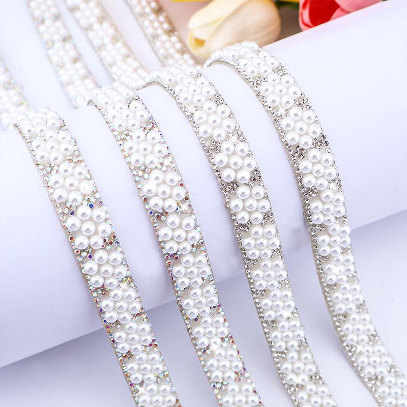 DIY Self-Adhesive Pearl Rhinestone Chain for Jewelry and Clothing Accessories