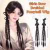 2pcs Sweet Twist Braid Hairpiece Handmade Girls Bow Wig Hairbands  for Women
