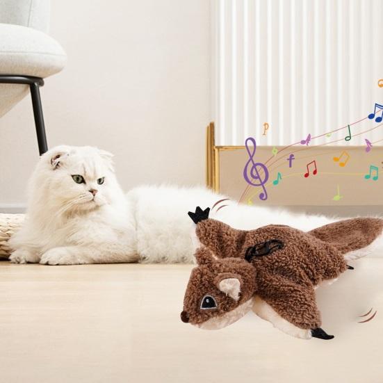 Yousheng Flapping Wings Cat Toy USB Rechargeable Interactive Plush Bat Owl Chicken Toy Squeaking Catnip Toy Chirping Animals Electric