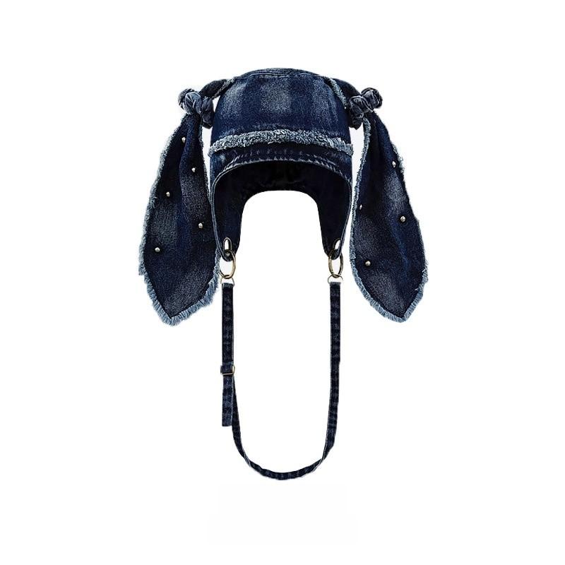 Small Designer Wash Denim Bucket Hat For Women With Sun Protection And Breathability
